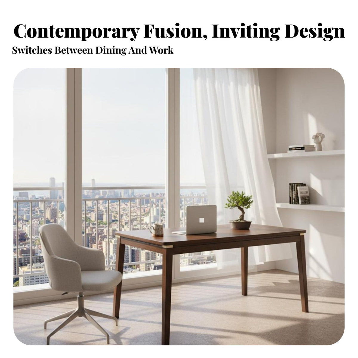New Chinese Design Dining Table Multi-Functional Solid Wood Dining Table Minimalist Design Rectangular Writing Desk for Families, Students
