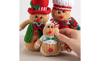 Gingerbread Family Figurine Handcrafted Gingerbread Decoration with Scarves Standing Figure for Shelves