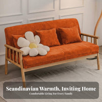 Nordic Design Wooden Frame Corduroy Couch Minimalist Design Sofa High-Resilience Foam Cushion Living Room Furniture Luxurious Cushions for Apartment Dwellers, Homeowners, Young Adults, Small Areas, Bedroom, Lounge Area, Pale Ice