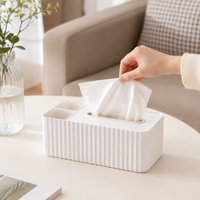 Ivory Tissue Box Organizer, Pull-Type Tissue Box with Spring, Modern Minimalist Kitchen Tissue Holder, 24x12x9cm PET