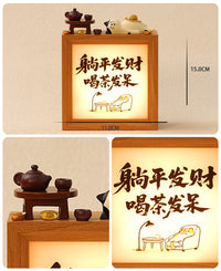 躺平发财金元宝可爱小猫桌面装饰小摆件治愈系小相框小夜灯送礼物