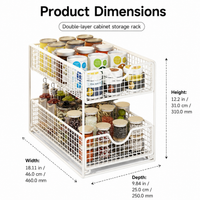 Under Sink Storage Pull Out, Metal Cabinet Organiser, White Sliding Storage for Kitchen & Bathroom, Pantry Cupboard