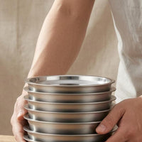 20 Pieces Stainless Steel Plates and Bowls Set Rust-Resistant Stainless Steel Camping Set Dishwasher Metal Dishes