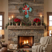 Rustic Wooden Cross Inspirational Christian Wall Hanging Easy to Hang Farmhouse Cross Decor for Christians, Decorators, Prayer Room, Bedroom, Entryway