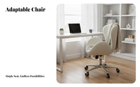 Upholstered Arching Design Chair Height Adjustable Cushioned Vanity Seat 360-Degree rotate Soft Teddy Fabric for Makeup lovers