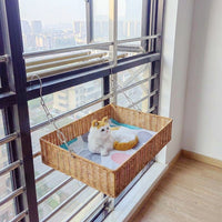 Suction Cup Window Hammock + Warm Mat, Wicker Hook Hammock + Cooling Mat and Wicker Hook Hammock + Warm Mat Metal Frame Square Hanging Cat Bed