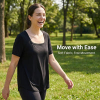 Tops for Women UK with Square Neckline, Short Sleeve T Shirts for UK for Summer, Basic Pullover for Everyday Wear