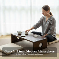 Traditional Chinese aesthetic Foldable floor Table Space-Saving foldable floor Table Multi-Functional Floor Desk Portable for Apartment Dwellers, Remote Workers, Balcony, Bay casement, Small Spaces, Living Room