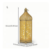 Tabletop Lantern with LED Light Warm Glow Metal Lantern Vintage Decor Decorative for Festive Displays