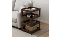 Modern Bedside Cabinet Open Shelving Mobile Storage Cart Space Saving Rolling End Table for Bedroom, Small Areas, Living Room