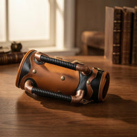 Steampunk Wrist Cuff Black Forearm Cuff with Straps Edgy Costume Bracer for Cosplay, Halloween