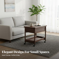 With casters 2-Tier Rolling Utility trolley Space-Saving Design Side Table Multi-Functional Household Furniture Sturdy Construction for Small Apartment Dwellers, residents, Living Room, Bedroom, Home Office, Balcony