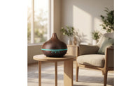 Wood-Grain Essential Oil Dispenser USB-Powered Dispenser Compact High-Frequency Humidifier with LED Light Long-Lasting for Bedroom, Office Desk
