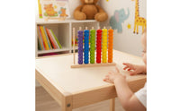 Wooden Bead Counting Frame Early Learning Wooden Educational Abacus Hand Eye Coordination Color Sorting Stacking Toy for Young Children, Infants