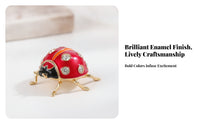 Rhinestone Spots Red Enamel Ladybug Box Collectible Ladybug Jewelry Box Gift Idea Keepsake Case Desktop Decoration
