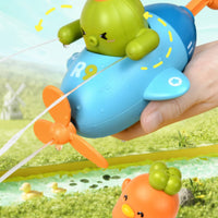 Manual Airplane Water Spray Water Shooter with Figures Plastic Soaker Waterproof for Toddlers