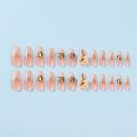 Nail Press Ons with Bow Butterfly Design for Girls, Artificial Wearable False for Parties and Special Occasions, 24 Pieces Boxed Set