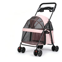 Easy Push Pet Stroller for Small and Medium Dogs, Foldable Low Chassis, for Cats Rabbits Parrots