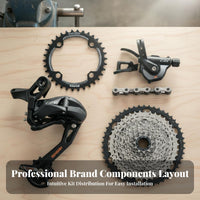6 Pieces 11 Speed Mountain Bike Groupset CNC Machined Mountain Bike Derailleur Gear Selector Groupset 11 Speed Bike Drivetrain