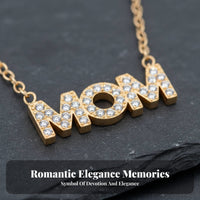 MOM Letter Necklace Sparkling Cubic Zirconia Gold MOM Necklace Set Delicate Design Women's Jewelry for Moms, Daughters, Birthday, Anniversary
