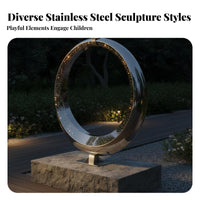 Large Stainless Steel Sculpture Weather Resistant Mirror Reflective Metal Art Weatherproof Hollow Steel Statue for City Planners, Public Parks, Yard