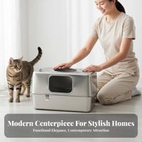 Stainless Steel Litter Box Easy to Clean Extra Large Cat Box Anti-Splash