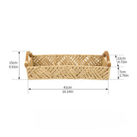 Handmade Woven Paper Rope Basket Multi-Purpose Entryway Catchall Tray Rustic Design for Bathroom, Cabinet