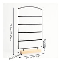 4-Tier Earring Display Stand Minimalist Earring Holder Organized Jewelry Display Rack with Wood Base Space-Saving for Boutiques, Dresser