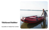 Engine Mount Ready Aluminum Floor Assault Boat Heavy-Duty 3-Person Inflatable Raft Portable Rubber Dinghy Multi-Chamber Design for Fishing Enthusiasts, Rescue Teams, Families, Lakes and Rivers, Recreational Outings, Recreation, Coastal Cruising