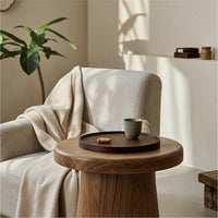 Round Wood Tray Rustic Round Serving Tray Farmhouse for Home Display, Tea Lovers