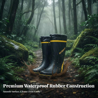 men's Wide Calf Rain Boots Easy on and off Extra Wide Waterproof Work Boots Breathable Lining Shielded Footwear for Farmers, Outdoor, Gardening, Farms
