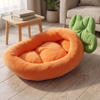 Veggie-Shaped Pet Bed Machine Washable Carrot Shaped Pet Cozy Bed for Cats, Kittens, Indoor, Living Room