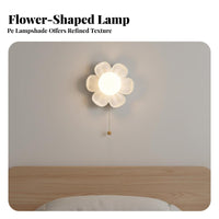 Modern Design Flower Wall Lamp Easy Installation Flower Shaped Sconce 3 Color Temperatures Pull Chain Wall Light for Students, Homeowners, Bedroom, Hallway, Study Room, Deactivate Ice
