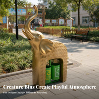 Elephant Trash Can Sculpture Sturdy Fiberglass Construction Giraffe Waste Bin Statue Weather Resistant Cartoon Animal Trash Receptacle for Children