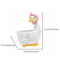 Cartoon Goose Planter Indoor Outdoor Resin Goose Flower Pot Lightweight Home Decor for Desktop