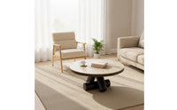 Coffee Table with Geometric Base Contemporary Circular Coffee Table Minimalist Furniture for Living Room, Small Apartment