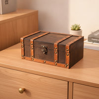 Wooden Box with Hinged Lid Compact Wood Storage Box Solid for Collectors, Desk, Photo Shoots