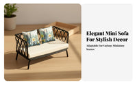 Miniature Wrought Iron Sofa Social Media Design Dollhouse Sofa Miniature Couch Includes Pillows 1/12 Scale Couch Delicate