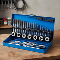 Hand Tap Bit Set Full Size Range Metal Threading Set Storage Case Thread Cutting Kit for Mechanics, Workshop, Repair Job, Garage