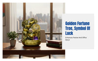 Feng Shui Water Wheel Money Tree, Resin Circulating Water Fortune Basin Desktop Decor for Office, Home, Good Luck Ornament