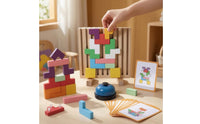 Wooden Block Puzzle Interactive Battle Puzzle Educational Tabletop Game with Chime Families, Young Children, Playroom, Classroom