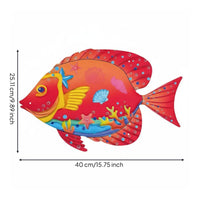 Metal Fish Wall Art Hand-Painted Colorful Fish Wall Decor 3D Appearance Nautical Hanging Decoration for Patio, Washroom
