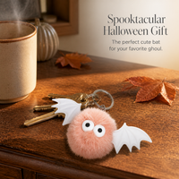 Halloween Bat Pom-Pom Keychain Silicone Bat Bag Charm Plush Monster Elf Keyring