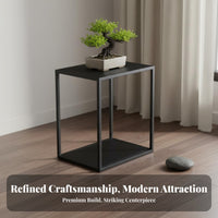 Chinese Design Iron Art Display Shelf Multi-Purpose Black Metal Display Stand Versatile Minimalist Pedestal Riser Coordinated Set for Bonsai Enthusiasts, Collectors, Windowsill, Office Desk