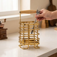Kitchen Utensil Holder, Modern Carbon Steel Knife Block with Knife Compartment, Cutlery Box for Countertop and Work Surface, with Chopstick Holder