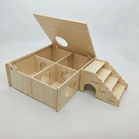 4 Chamber Hamster House with Removable Roof Hamster Hide, Multi-Layer Board Hideaway for Small Animals, Tool Assembly Indoor Shelter