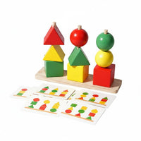 Wooden Geometric Shape Sorter Early Education Geometric Block Sorting Game Color Matching Assembling Toy for Young Children