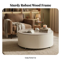 Cream aesthetic artistic two-partlevel Round accent Table Minimalist home design Furniture Sturdy Construction abrasion-resistantResistant for residents, Interior Designers, Adults, Living Room, Lounge Area, Office