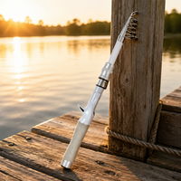 Kids Telescopic Fishing Rod 1.6m White Fiberglass Lure River Fishing