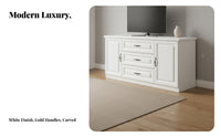 Solid Wood TV Cabinet Sturdy TV Stand with Storage Versatile Use Modern Media Console for Small Apartment Dwellers, Bedroom